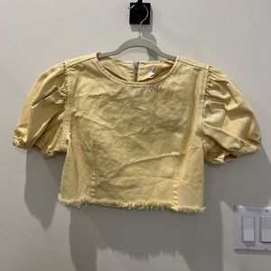 Cute yellow denim crop top